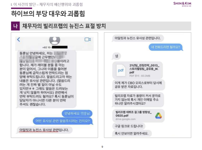 하이브 부당대우 관련 이미지 1