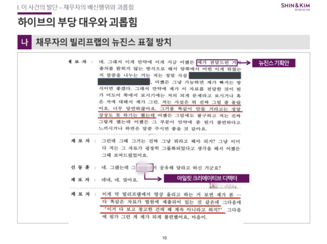 하이브 부당대우 관련 이미지 2