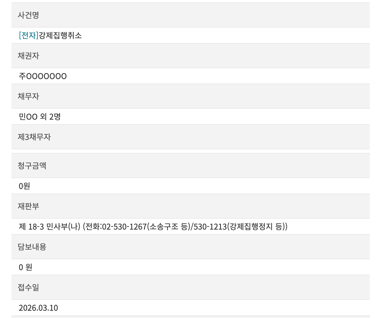 강제집행취소 신청 관련 이미지