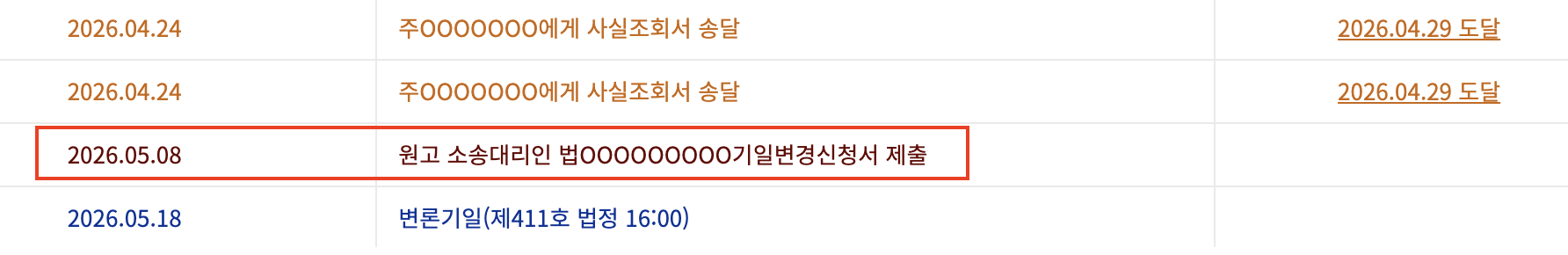 변론기일변경신청서 제출 관련 이미지